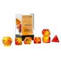 Time2Play Cube Gemini Translucent Red & Yellow Dice with Gold Numbers, Set of 7 TI3298985